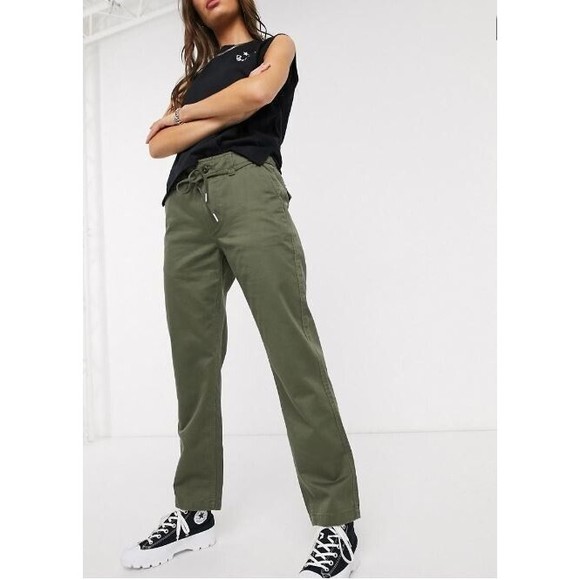 Converse‎ Womens Tie Waist Green Chino Pants Size 27